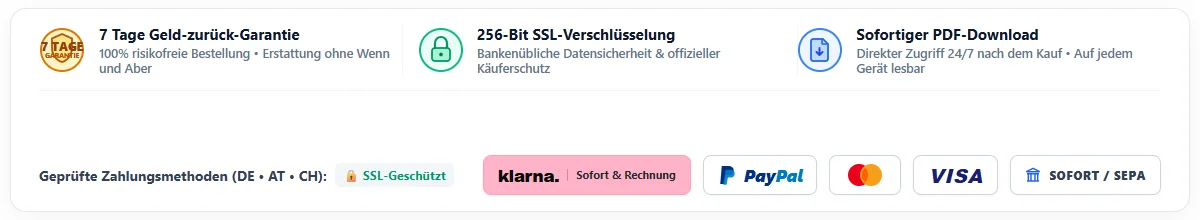 Sichere Zahlungsmethoden: Klarna, PayPal, SEPA, Visa, Mastercard
