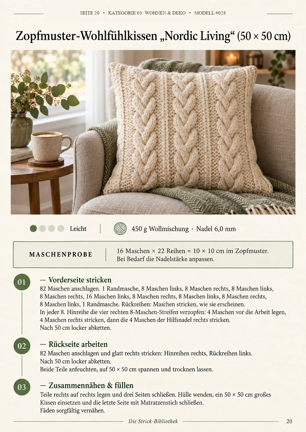 Zopfmuster Kissenbezug Anleitung